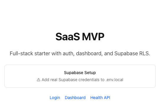 SaaS MVP dashboard